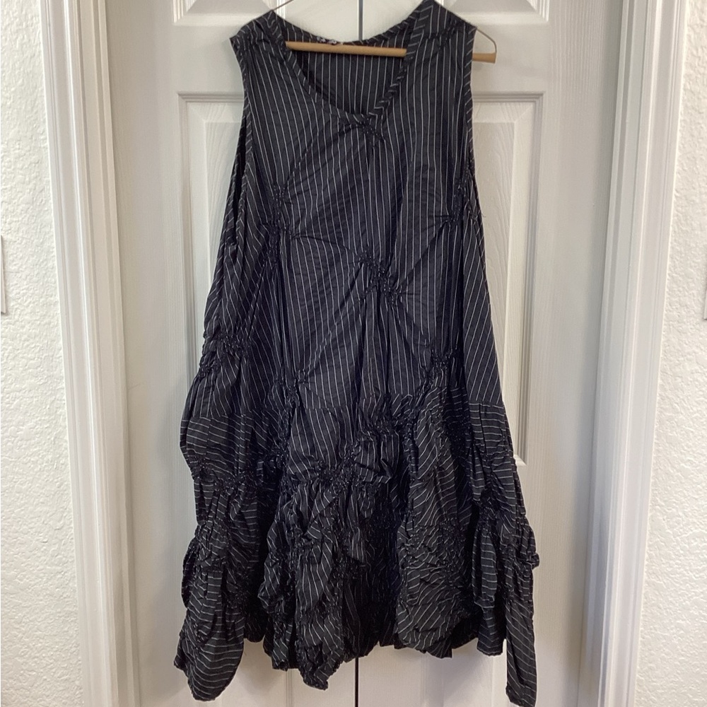 Architectural Black and White Striped Dress